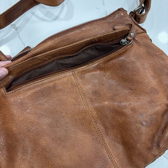 Vilenca Holland Purse Woven Leather Cognac Crossbody Bag Shoulder Zip Brown - Picture 5 of 7